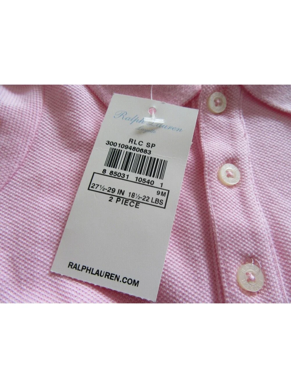 Ralph Lauren Polo Baby Girls 2 Pc Dress Pink with Blue Pony 9 Months NWT NEW
